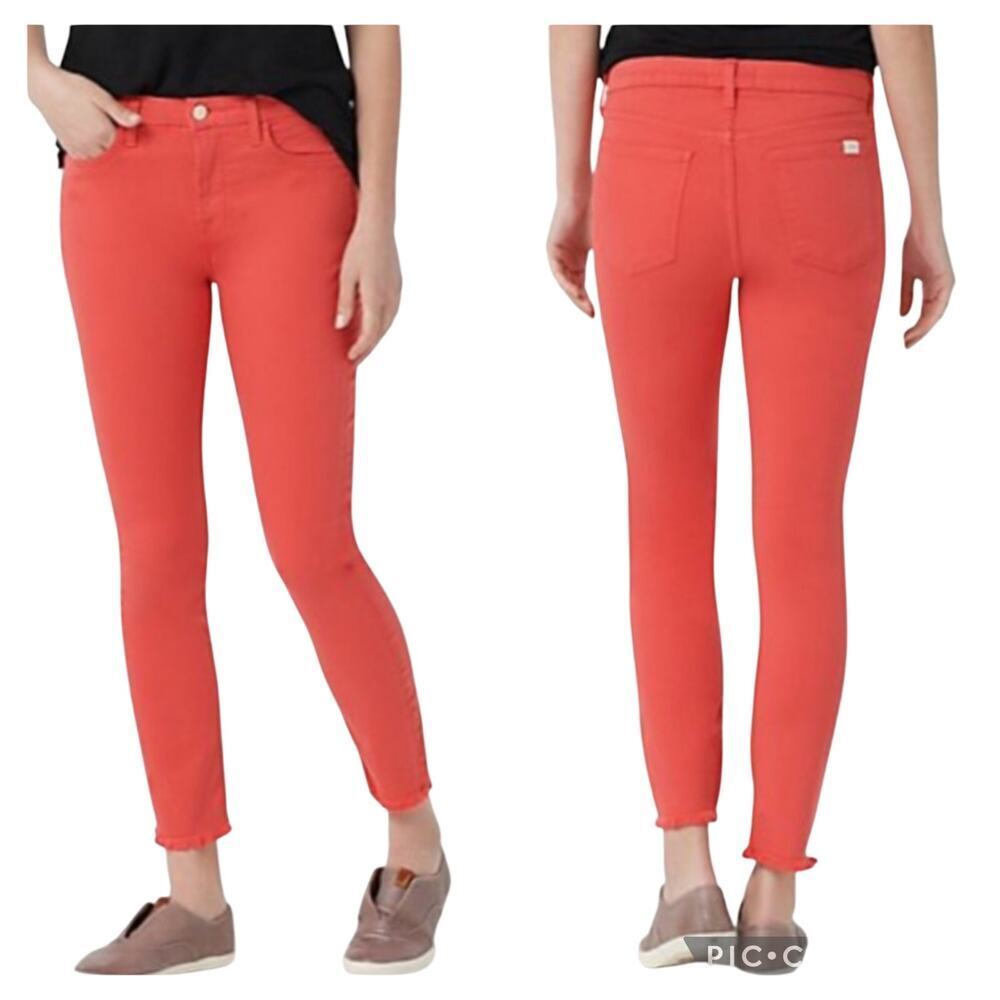 JEN 7 by 7 for all Mankind Raw Hem‎ Skinny Stretch Ankle Jeans in Cher Sz 12